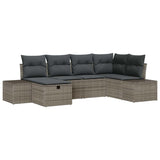 Garden Sofa Set 6 pcs Grey 55 x 62 x 69 cm Poly rattan - Front View