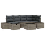 Garden Sofa Set 7 pcs Grey 55 x 62 x 69 cm Poly rattan - Front View