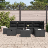 Garden Sofa Set 7 pcs Black 55 x 62 x 69 cm Poly rattan - Side View