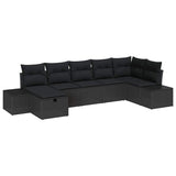 Garden Sofa Set 7 pcs Black 55 x 62 x 69 cm Poly rattan - Front View