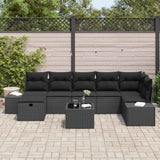 Garden Sofa Set 8 pcs Black 55 x 62 x 69 cm Poly rattan - Side View