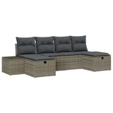 Garden Sofa Set with Cushion 6 pcs Grey Poly Rattan