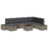 Garden Sofa Set 9 pcs Grey 55 x 62 x 69 cm Poly rattan - Front View