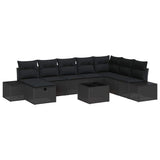 Garden Sofa Set 9 pcs Black 55 x 62 x 69 cm Poly rattan - Front View