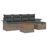 Garden Sofa Set with Cushion 6 pcs Grey Poly rattan - Front View