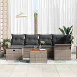 Garden Sofa Set with Cushion 7 pcs Grey Poly rattan - Side View