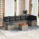 Garden Sofa Set 8 pcs Grey Poly rattan