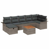 Garden Sofa Set with Cushion 8 pcs Grey Poly rattan - Front View