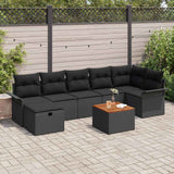 Garden Sofa Set with Cushion 8 pcs Black Poly rattan