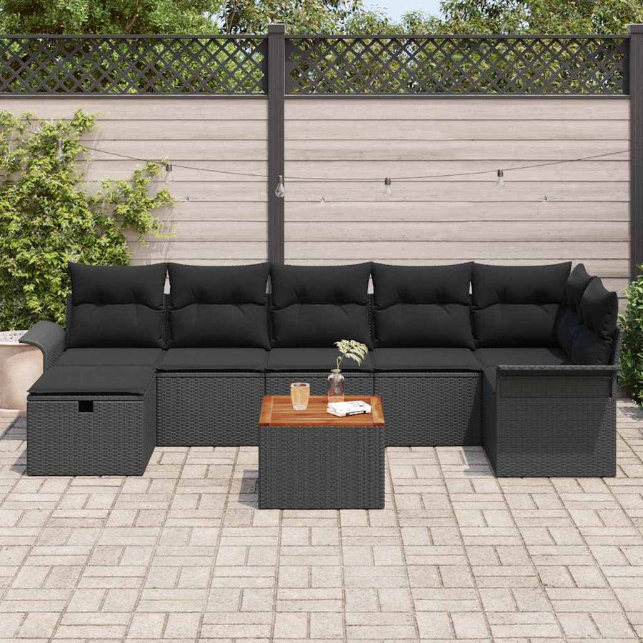 Garden Sofa Set 8 pcs Black Poly rattan