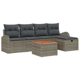 Garden Sofa Set with Cushion 6 pcs Grey Poly rattan - Front View