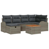 Garden Sofa Set with Cushion 7 pcs Grey Poly rattan
