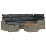 Garden Sofa Set with Cushion 7 pcs Grey Poly rattan - Front View