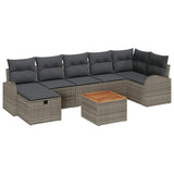 Garden Sofa Set with Cushion 8 pcs Grey Poly rattan - Front View