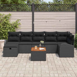 Garden Sofa Set with Cushion 8 pcs Black Poly rattan - Side View
