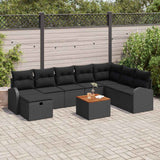 Garden Sofa Set 9 pcs Black Poly rattan