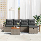Garden Sofa Set with Cushion 6 pcs Grey Poly rattan - Side View