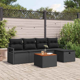 Garden Sofa Set with Cushion 6 pcs Black Poly rattan