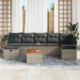 Garden Sofa Set with Cushion 8 pcs Grey Poly rattan - Side View