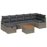 Garden Sofa Set with Cushion 8 pcs Grey Poly rattan - Front View