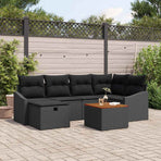 Garden Sofa Set 7 pcs Black Poly rattan