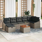 Garden Sofa Set with Storage 8 pcs Grey Poly rattan