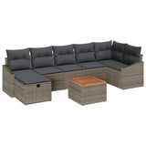 Garden Sofa Set with Storage 8 pcs Grey Poly rattan - Front View
