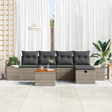 Garden Sofa Set with Cushion 6 pcs Grey Poly rattan - Side View