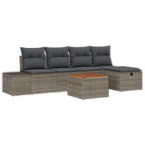 Garden Sofa Set with Cushion 6 pcs Grey Poly rattan - Front View
