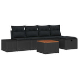 Garden Sofa Set 6 pcs Black Poly rattan