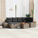 Garden Sofa Set with Cushion 7 pcs Grey Poly rattan