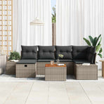 Garden Sofa Set 7 pcs Grey Poly rattan
