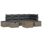 Garden Sofa Set with Cushion 7 pcs Grey Poly rattan