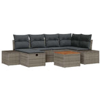 Garden Sofa Set 7 pcs Grey Poly rattan