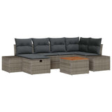 Garden Sofa Set with Cushion 7 pcs Grey Poly rattan - Front View