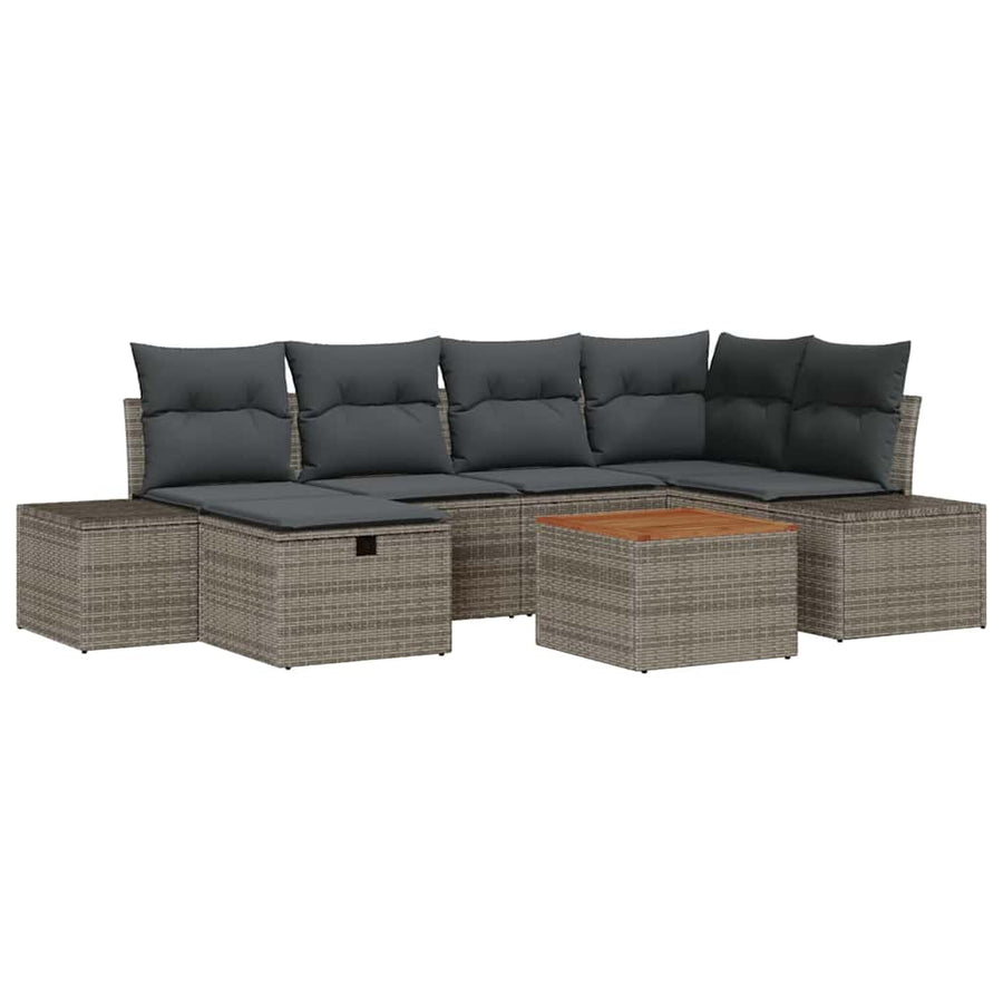 Garden Sofa Set 7 pcs Grey Poly rattan