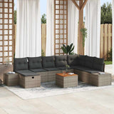 Garden Sofa Set with Cushion 9 pcs Grey Poly rattan