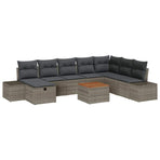 Garden Sofa Set 9 pcs Grey Poly rattan