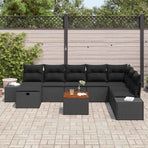 Garden Sofa Set 9 pcs Black Poly rattan
