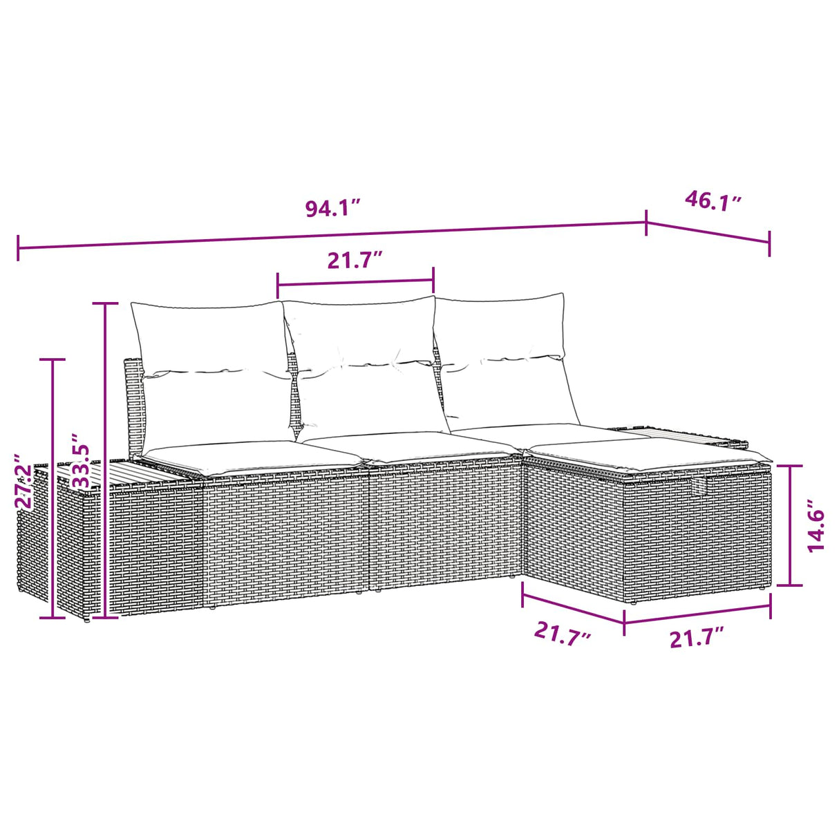 Garden Sofa Set with Cushion 4 pcs Black Poly Rattan
