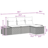 Garden Sofa Set with Cushion 4 pcs Black Poly Rattan