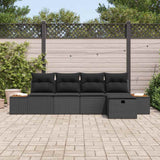 Garden Sofa Set 5 pcs Black 55 x 62 x 69 cm Poly rattan - Side View