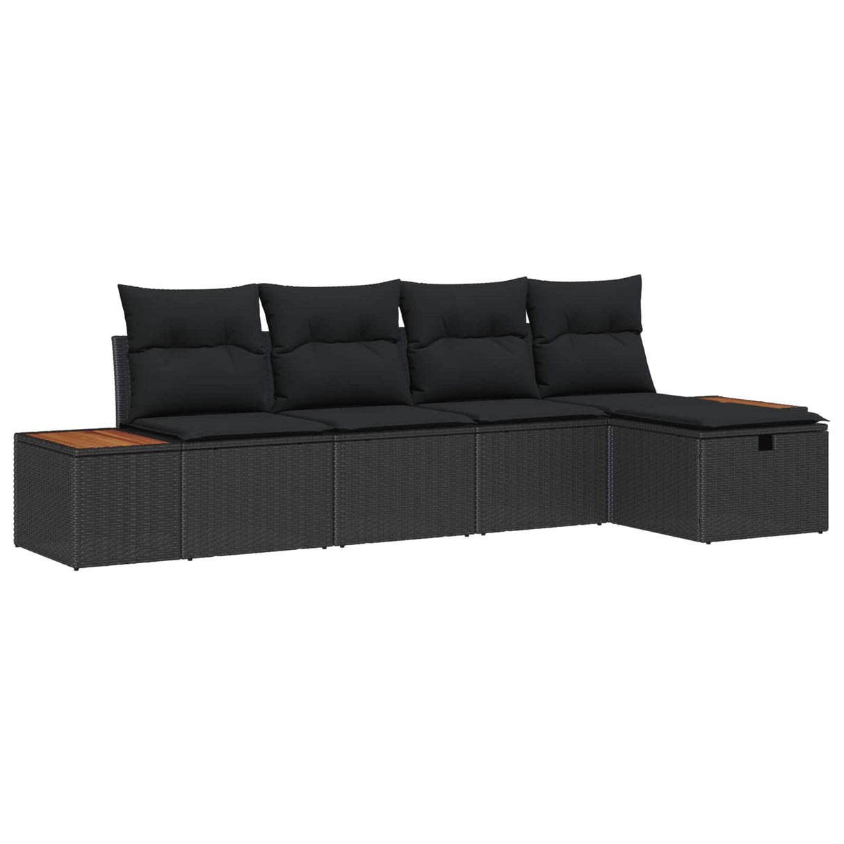 Garden Sofa Set with Pillow 5 pcs Black Poly rattan