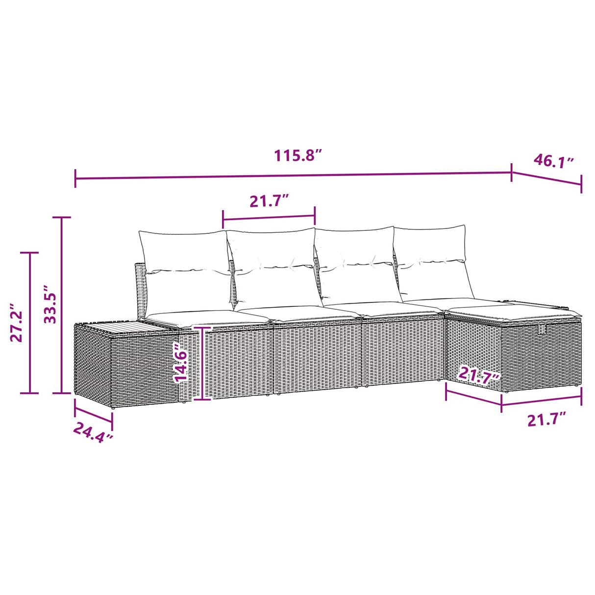 Garden Sofa Set with Pillow 5 pcs Black Poly rattan