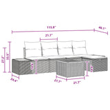 Garden Sofa Set with Pillow 6 pcs Black Poly rattan