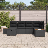 Garden Sofa Set 6 pcs Black 55 x 62 x 69 cm Poly rattan - Side View