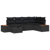 Garden Sofa Set 6 pcs Black 55 x 62 x 69 cm Poly rattan - Front View