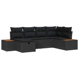 Garden Sofa Set with Cushion with Storage Black Poly Rattan