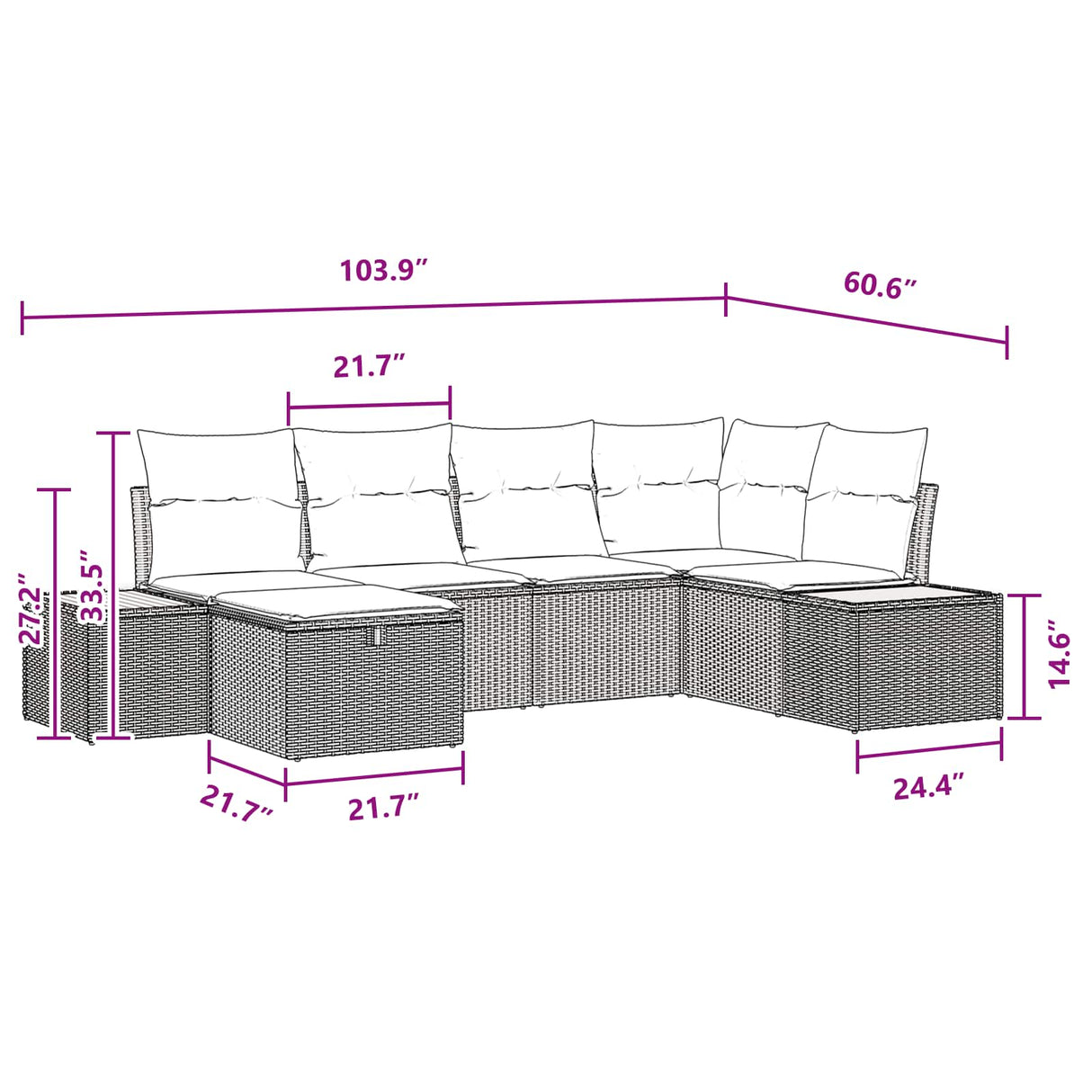 Garden Sofa Set with Cushion with Storage Black Poly Rattan