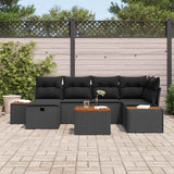 Garden Sofa Set 7 pcs Black 55 x 62 x 69 cm Poly rattan - Side View